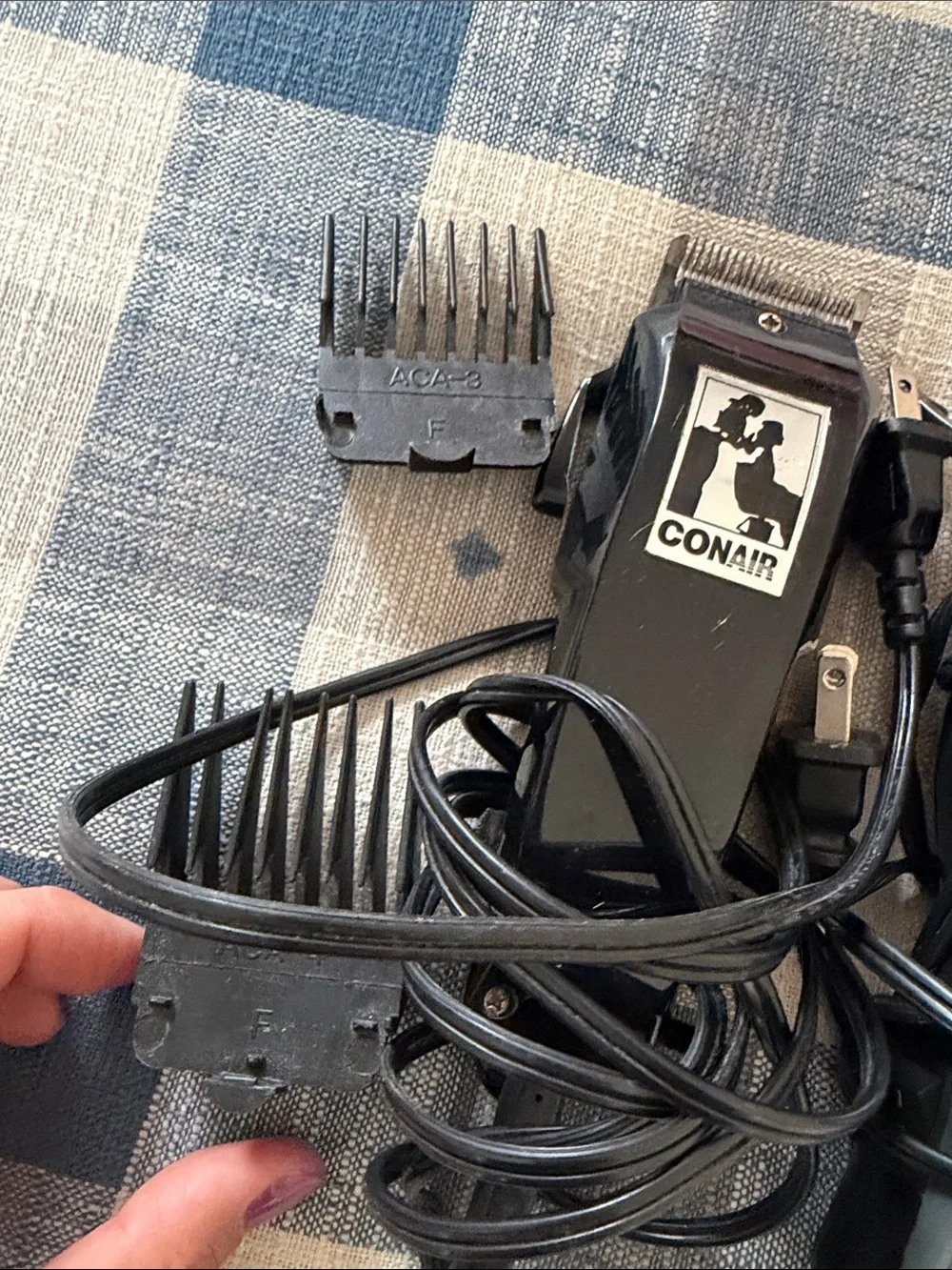 Black & Gray Corded Hair Clippers with Guide Combs
